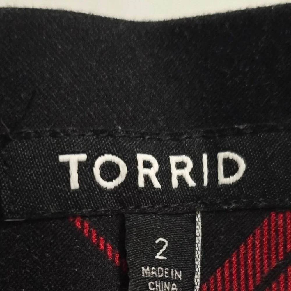 Torrid Goth Punk Red Black Plaid Lace Up Grommet Slit Pencil Skirt  2XL Grunge